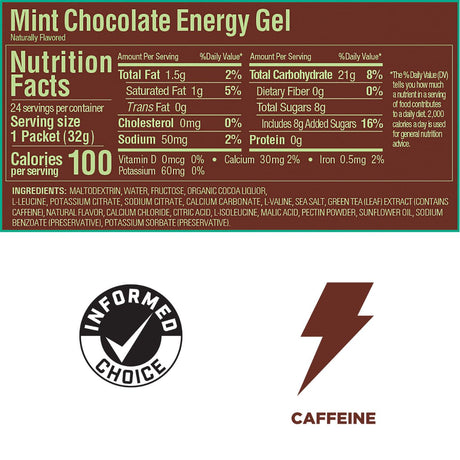 Gel Energizante GU Con Cafeína Chocomenta 32g - Energía deportiva 2