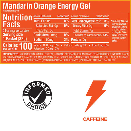 Gel Energizante GU Con Cafeína Naranja Mandarina 32g - Energía deportiva 2