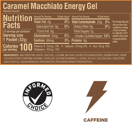 Gel Energizante GU Con Cafeína Caramelo Machiatto 32g - Energía deportiva 2