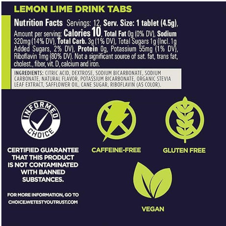 Pastillas Hidratantes GU Sin Cafeína Lima Limón 12 Tableta - Energía deportiva 1