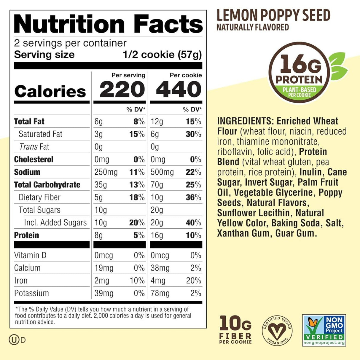 Galleta de Proteína Vegana Lenny & Larry Limón 113g - Energía deportiva 3