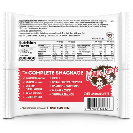 Galleta de Proteína Vegana Lenny & Larry Doble Chocolate 113g - Energía deportiva 1