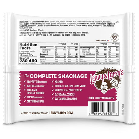 Galleta de Proteína Vegana Lenny & Larry Canela 113g - Energía deportiva 1