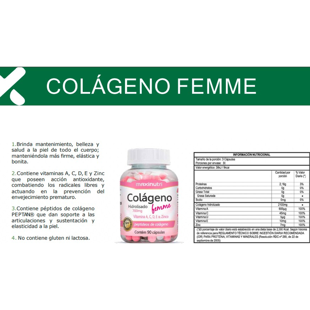 Suplemento Maxinutri Colágeno Hidrolizado 90 Cápsulas - Antienvejecimiento Imagen 2