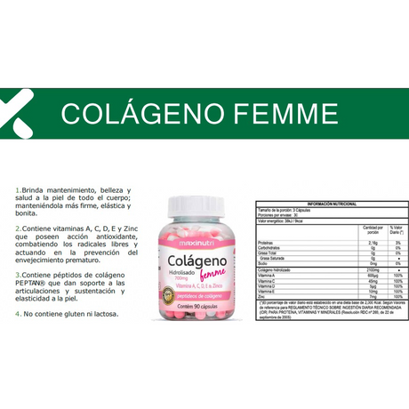 Suplemento Maxinutri Colágeno Hidrolizado 90 Cápsulas - Antienvejecimiento Imagen 2