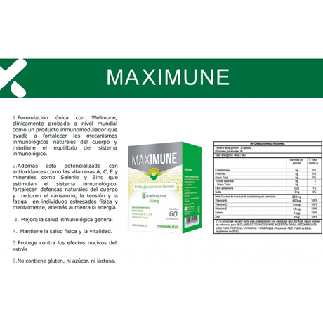 Suplemento Maxinutri Inmunológico 60 Cápsulas - Defensas Naturales Imagen 2