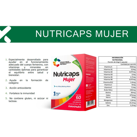 Vitaminas Maxinutri Nutricaps Mujer 60 Cápsulas - Energía Femenina Imagen 2