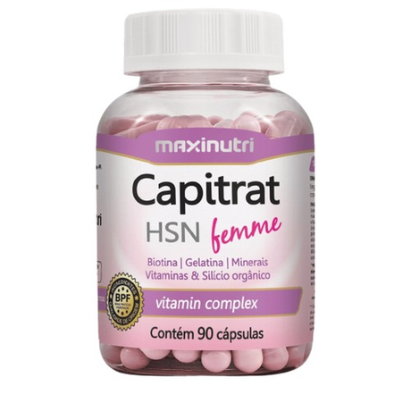 Suplemento Maxinutri Capitrat HSN Femme 90 Cápsulas - Colágeno Hidrolizado para Cabello, Piel y Uñas Imagen 1