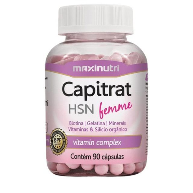 Suplemento Maxinutri Capitrat HSN Femme 90 Cápsulas - Colágeno Hidrolizado para Cabello, Piel y Uñas Imagen 1