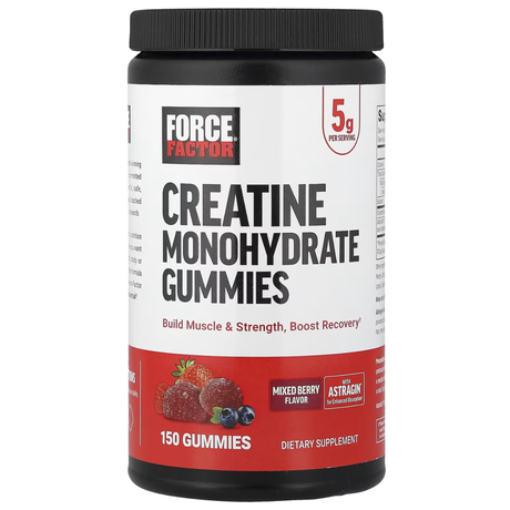 [imagen 1] Force Factor Creatine Gummies Frutos Rojos 150 unidades – Maximiza masa muscular y fuerza explosiva.