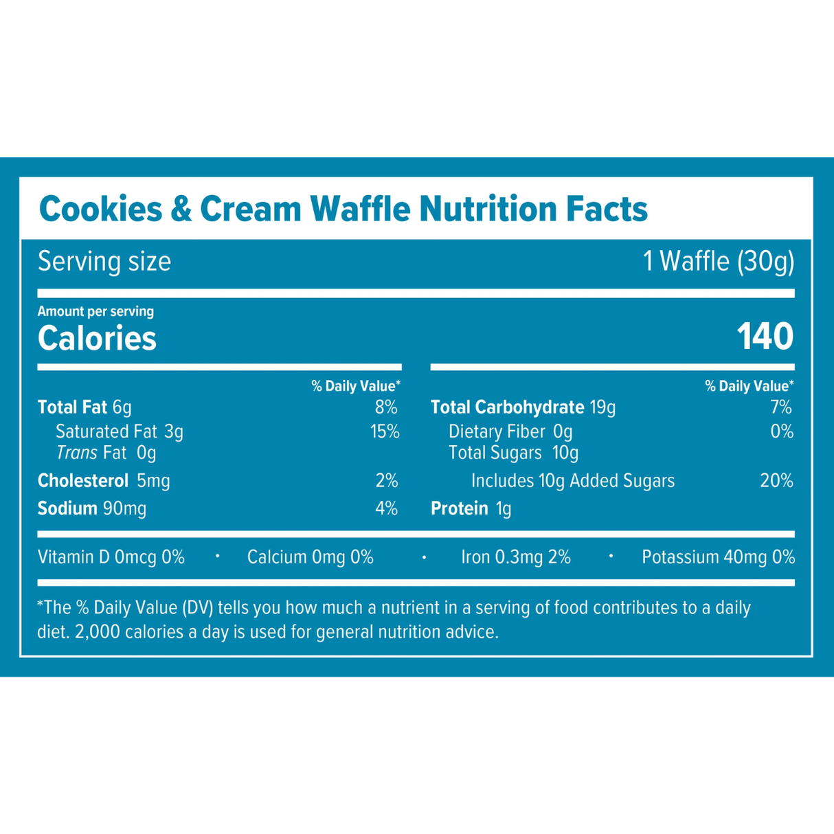 Tabla Nutricional Honey Stinger Waffle Cookies and Cream 30g – Información con ciento cuarenta calorías por porción [imagen 3]