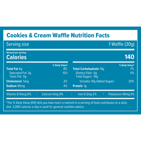 Tabla Nutricional Honey Stinger Waffle Cookies and Cream 30g – Información con ciento cuarenta calorías por porción [imagen 3]