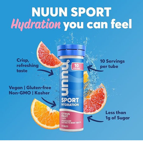 Pastillas Hidratantes Nuun con Electrolitos Frutas Cítricas 10 Tabletas - Hidratación y energía 3