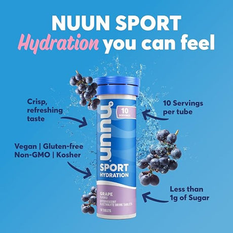 Pastillas Hidratantes Nuun con Electrolitos Uva 10 Tabletas - Hidratación y energía 3