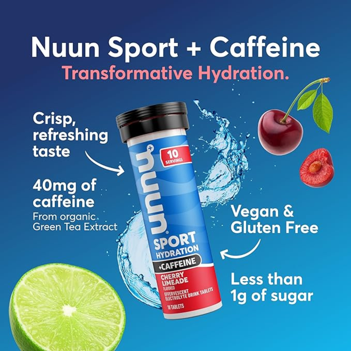 Tabletas Nuun Sport Cherry Limeade con cafeína [imagen 4]