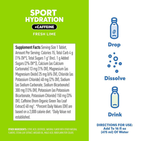 Pastillas Hidratantes Nuun con Cafeína Lima  10 Tabletas - Energía deportiva  2