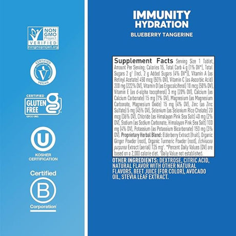 Pastillas Hidratantes Nuun Immunity Arándano mandarina 10 Tabletas - Energía deportiva 1