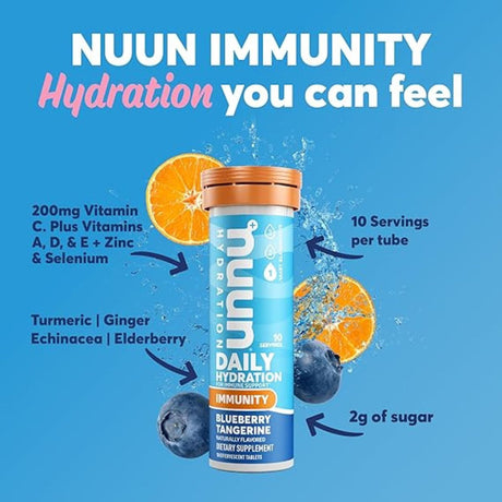 Pastillas Hidratantes Nuun Immunity Arándano mandarina 10 Tabletas - Energía deportiva 2