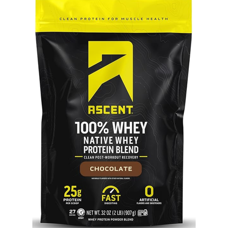 Ascent whey protein chocolate 2 lb – proteína post entreno para recuperación [imagen 1].