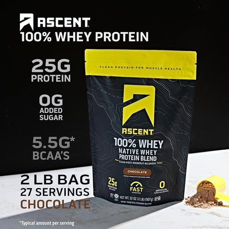 Ascent whey chocolate sin azúcar añadido – limpio y digestivo 2 lb [imagen 3].