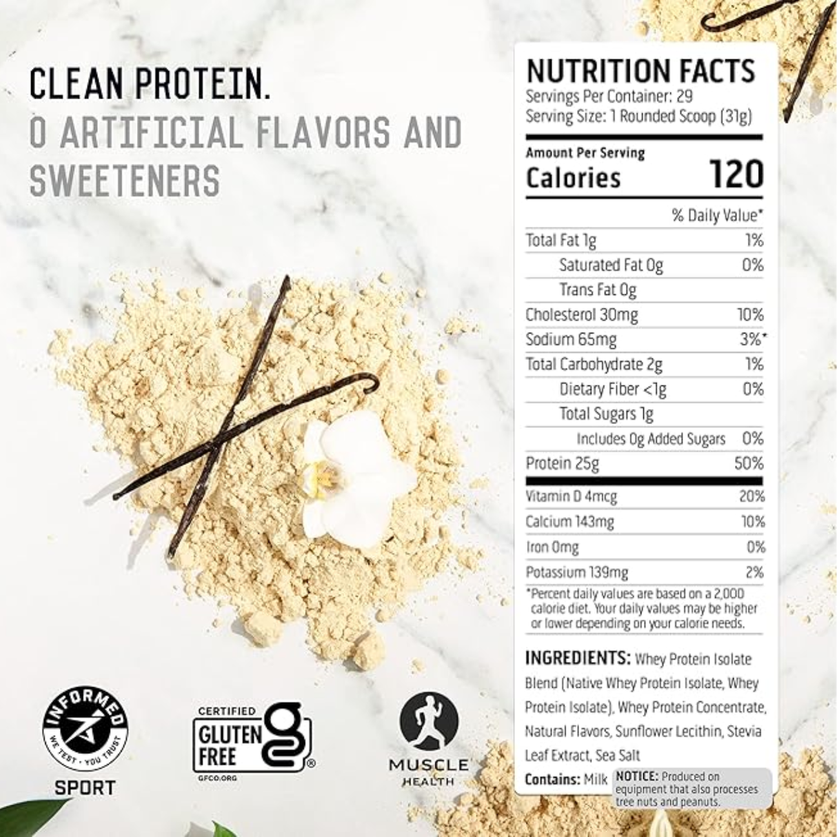 Ascent Whey Protein – Vainilla Limpia | 2 lb