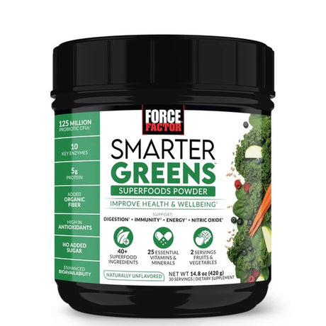 Polvo Superalimentos Force Factor Smarter Greens 202g - Energía Natural - Imagen 1