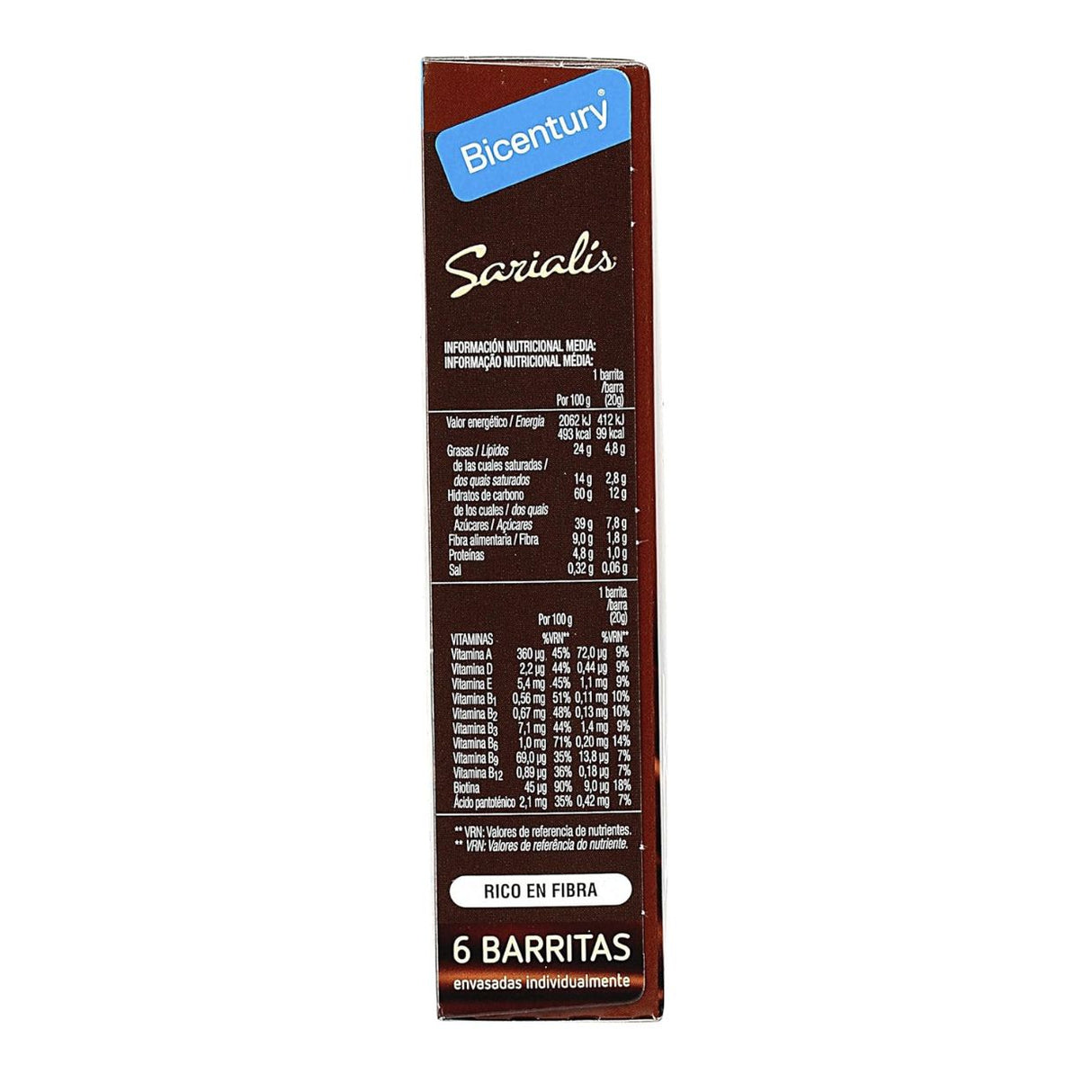 Barrita Bicentury chocolate negro y cereales