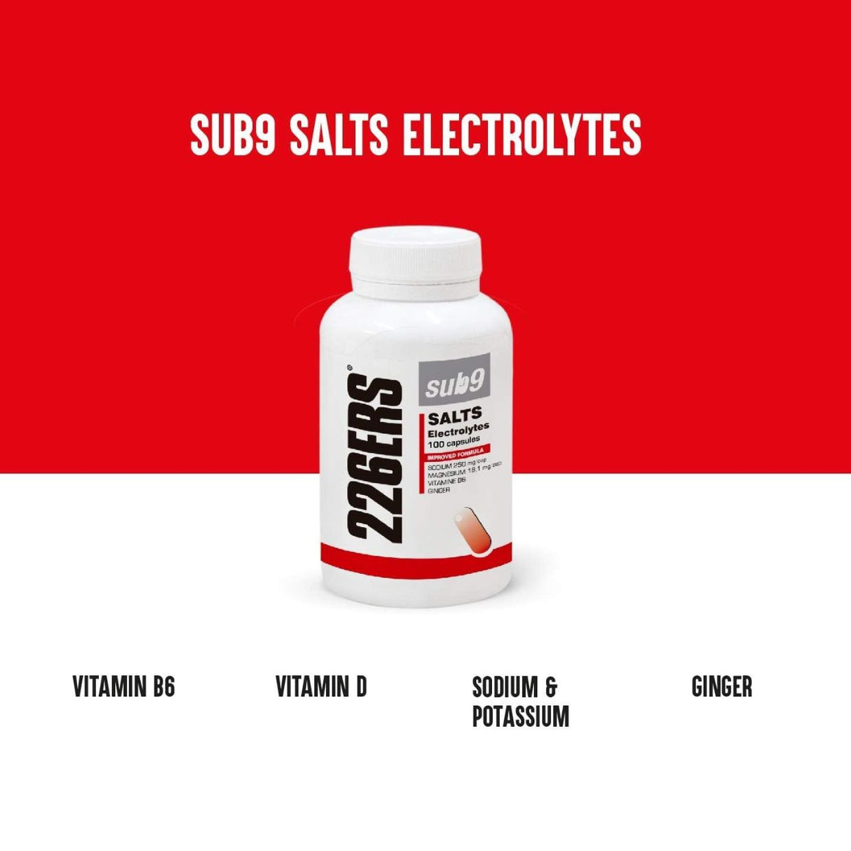 Pastillas Energéticas 226ERS SUB9 Sales y Electrolitos con Cafeína 100 Capsulas - Hidratación y energía 2