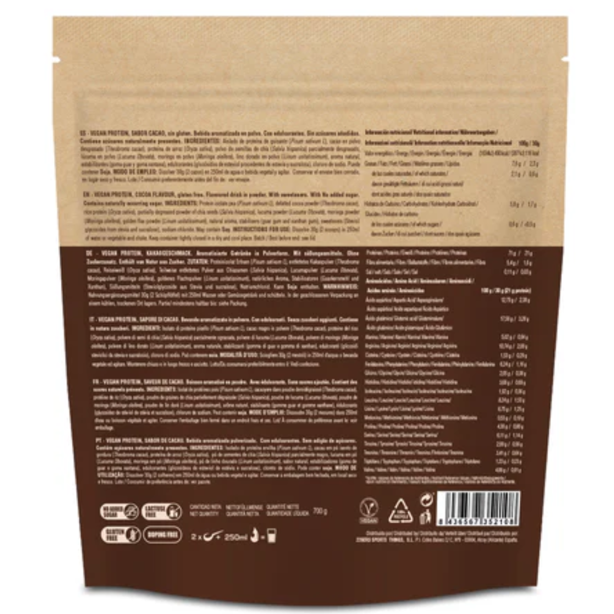 Vegan Protein chocolate vegetal para recuperación muscular post gym [imagen 3].