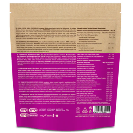 Vegan Protein red fruits en polvo – batido vegetal sin azúcar [imagen 2].