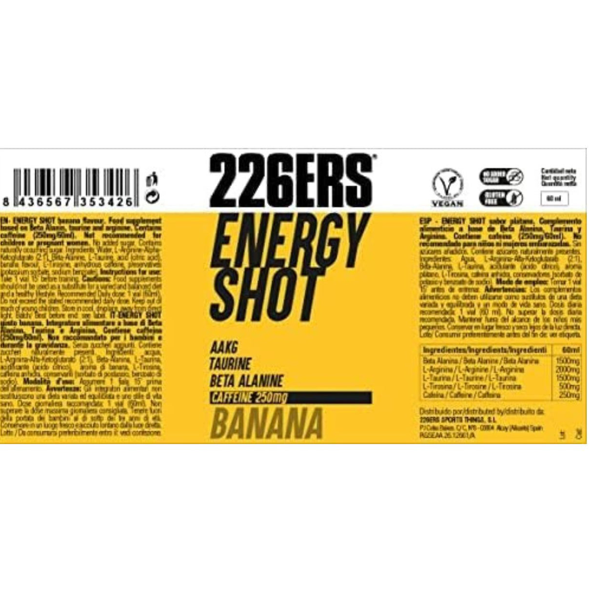 Bebida Energética 226ERS Energy Shot Banano 60ml - Energía deportiva 4