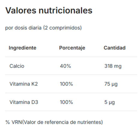 Drasanvi Calcio + D3 + K2 – apoyo óseo con vitamina K2 activadora [imagen 3]