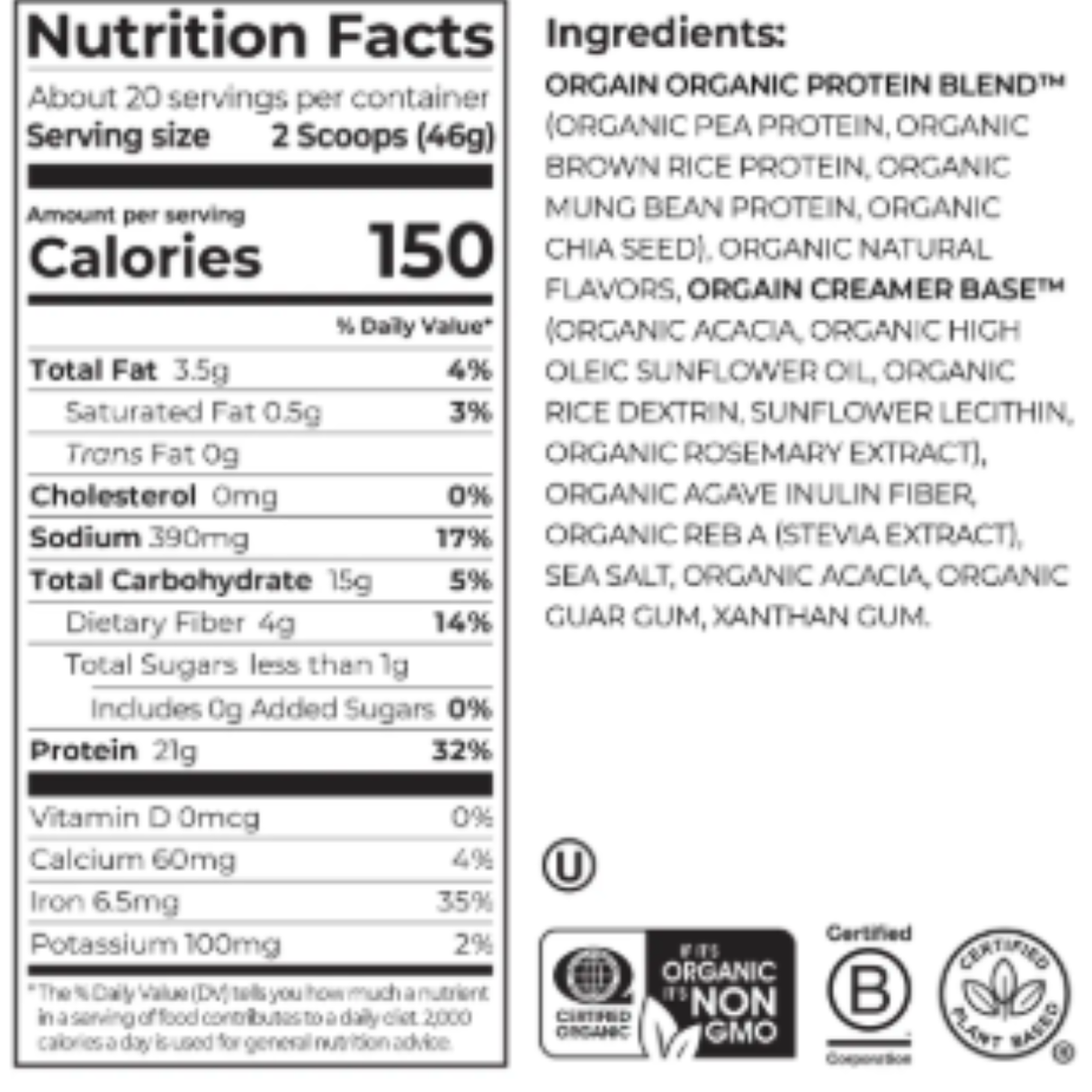 Orgain suplemento vegano vainilla polvo – desayuno nutritivo y rápido [img3