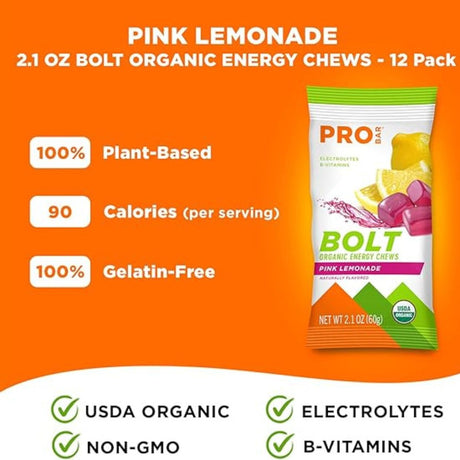 Gomitas Energéticas Pro Bar Bolt con Electrolitos Limonada Rosa 60g - Hidratación y energía 3