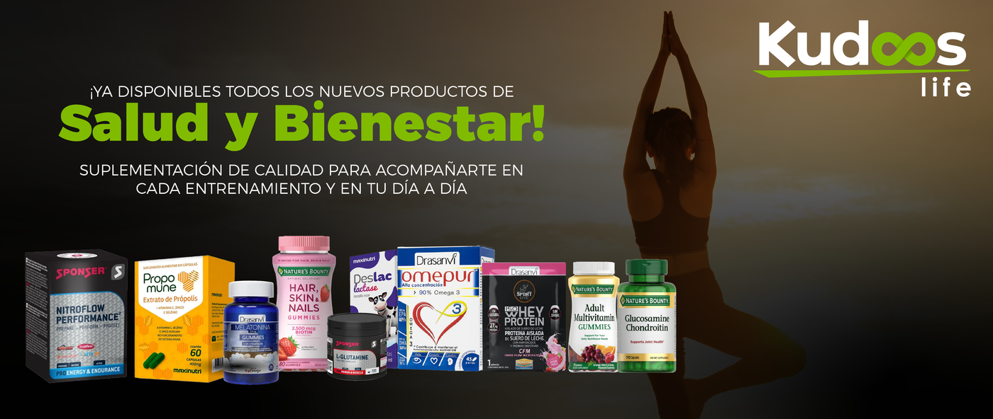 Banner Salud y Bienestar Kudos Life con suplementos naturales, vitaminas y proteína para tu día a día en Costa Rica 1