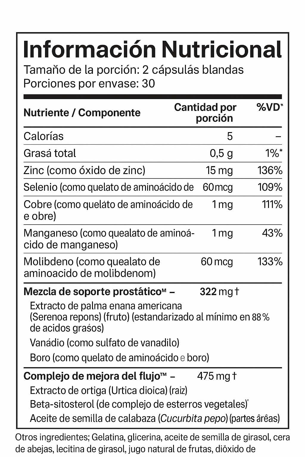 Suplemento Prostático Force Factor 60 Cápsulas - Saw Palmetto Natural Imagen 3