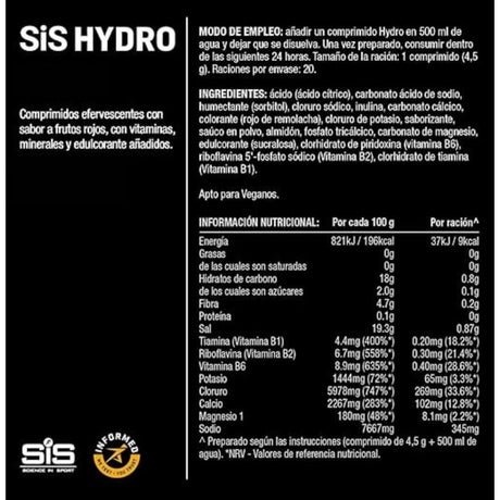 Pastillas Hidratantes SIS GO Hydro con Electrolitos Piña y Mango 20 Tabletas - Hidratación y energía 4