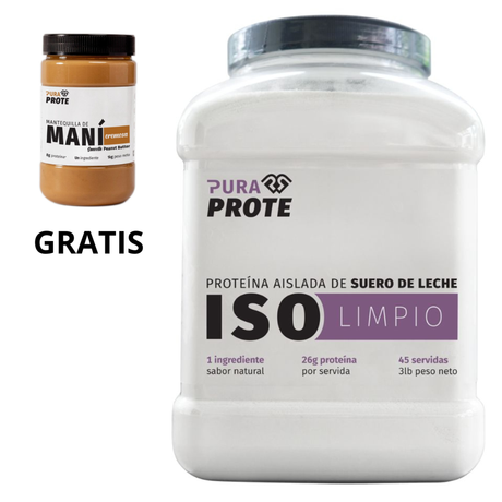 Pura Prote ISO Limpio 3 lb + mantequilla de maní gratis [imagen 1]