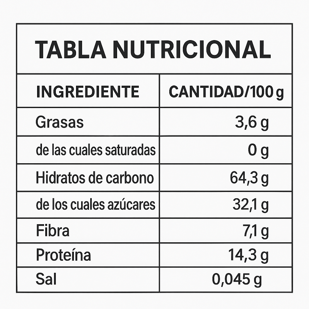 Mezcla de Superfoods Drasanvi Maca Bio Orgánica 225g - Tabla Nutricional Detallada Imagen 3