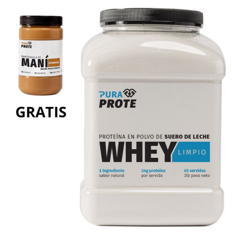 Pura Prote Combo whey 45 serv + mantequilla maní 1 kg – oferta [imagen 1]