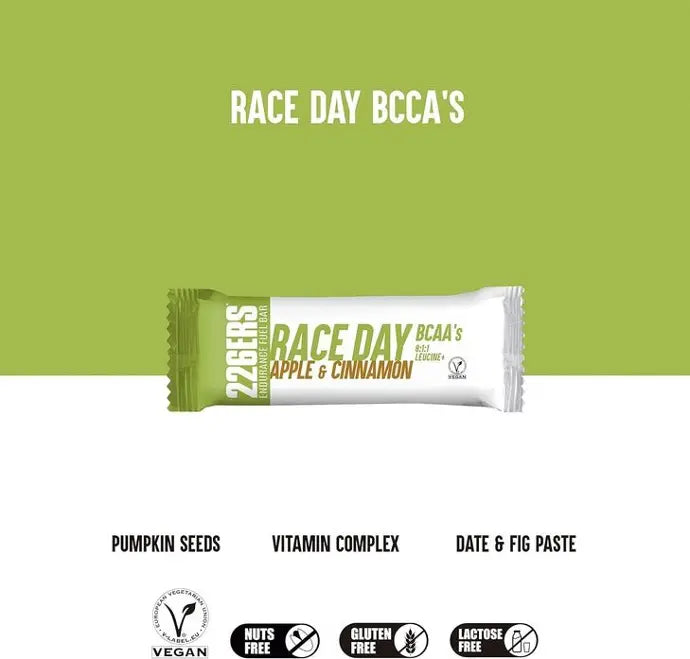 Barrita Energética 226ERS Vegana RACE DAY BCAA´S Manzana-Canela 40g