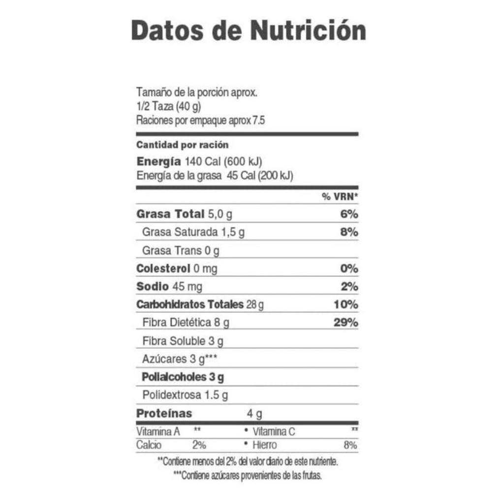 Granola Nutrisnacks Arándanos Almendras Sin azúcar 300g