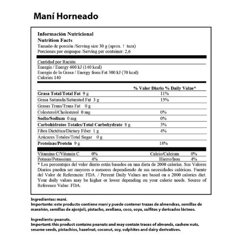 Maní Horneado PRO Natural 80g