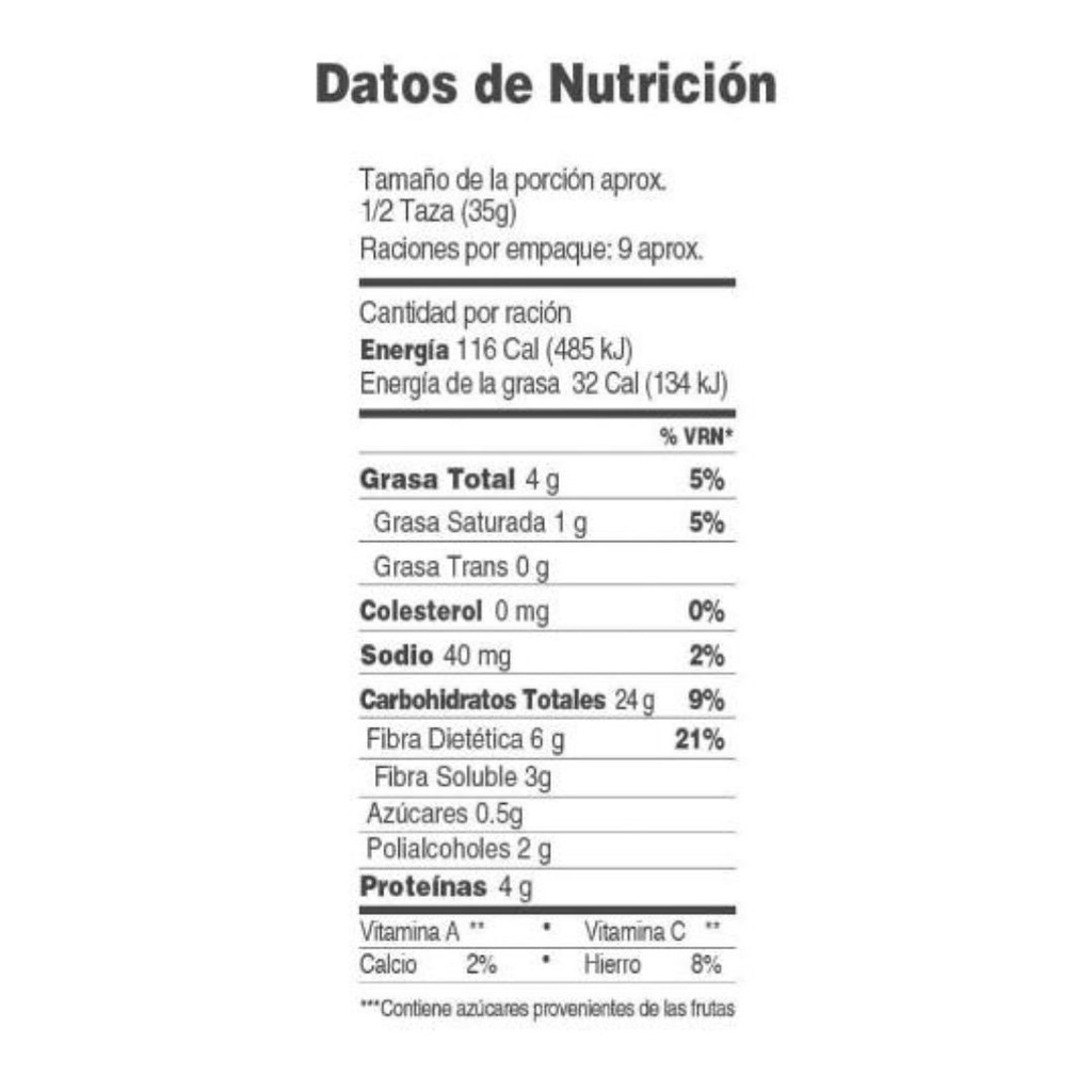 Multicereal Nutrisnacks Vainilla Almendras Sin Azúcar 300g