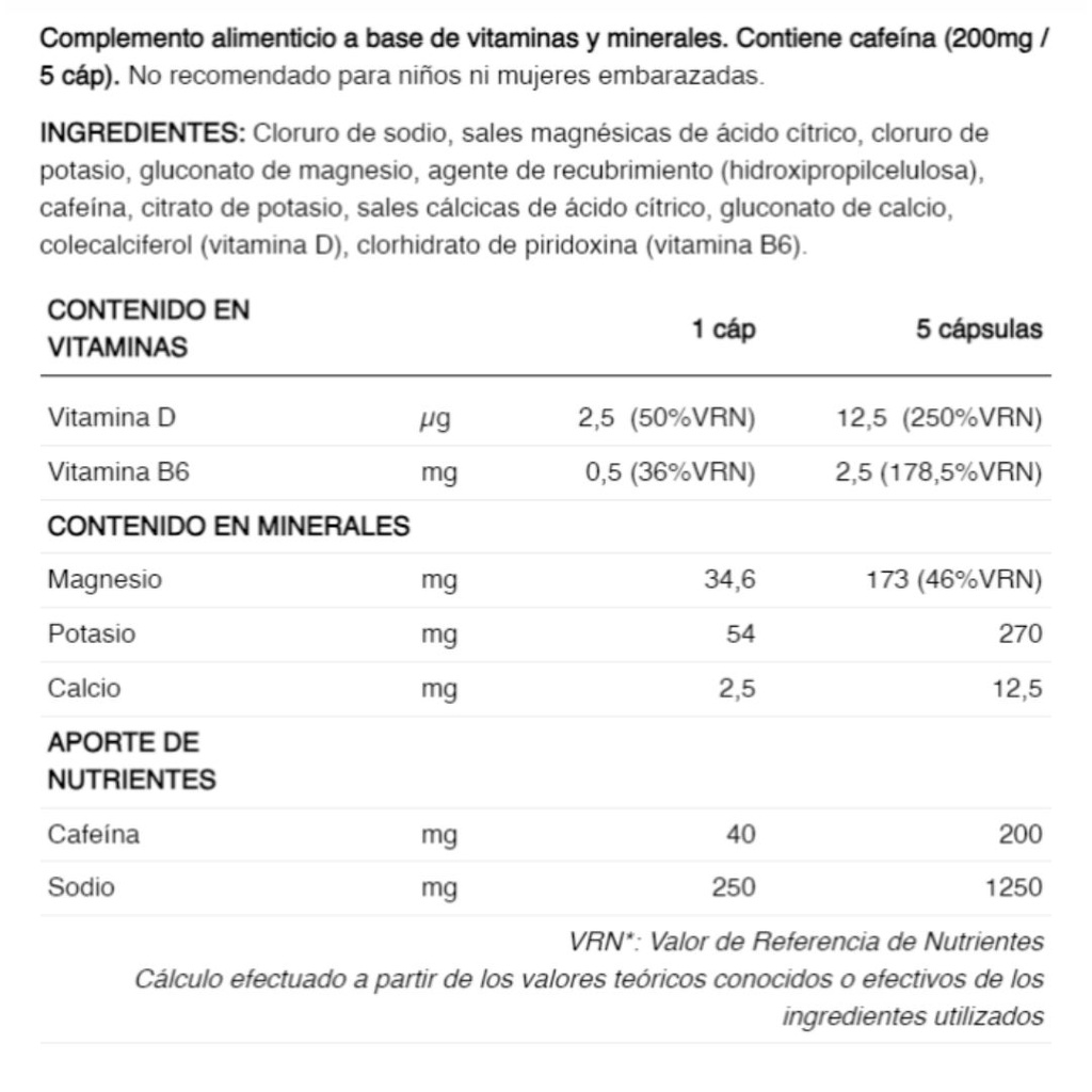 Pastillas Energéticas 226ERS SUB9 Sales y Electrolitos 100 Capsulas