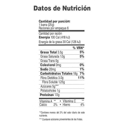 Barra de Granola Nutrisnacks Lite Arándanos y Almendras 6-Pack 150g