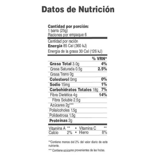 Barra de Granola Nutrisnacks Sin Azúcar Maracuyá-Chía 6-Pack 150g