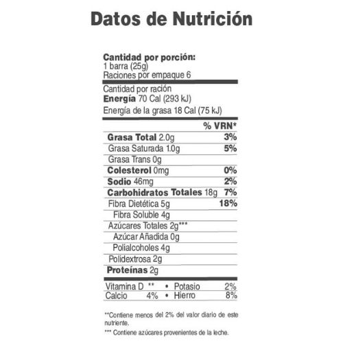 Barra de Granola Nutrisnacks Sin Azúcar Caramelo 6-Pack 150g