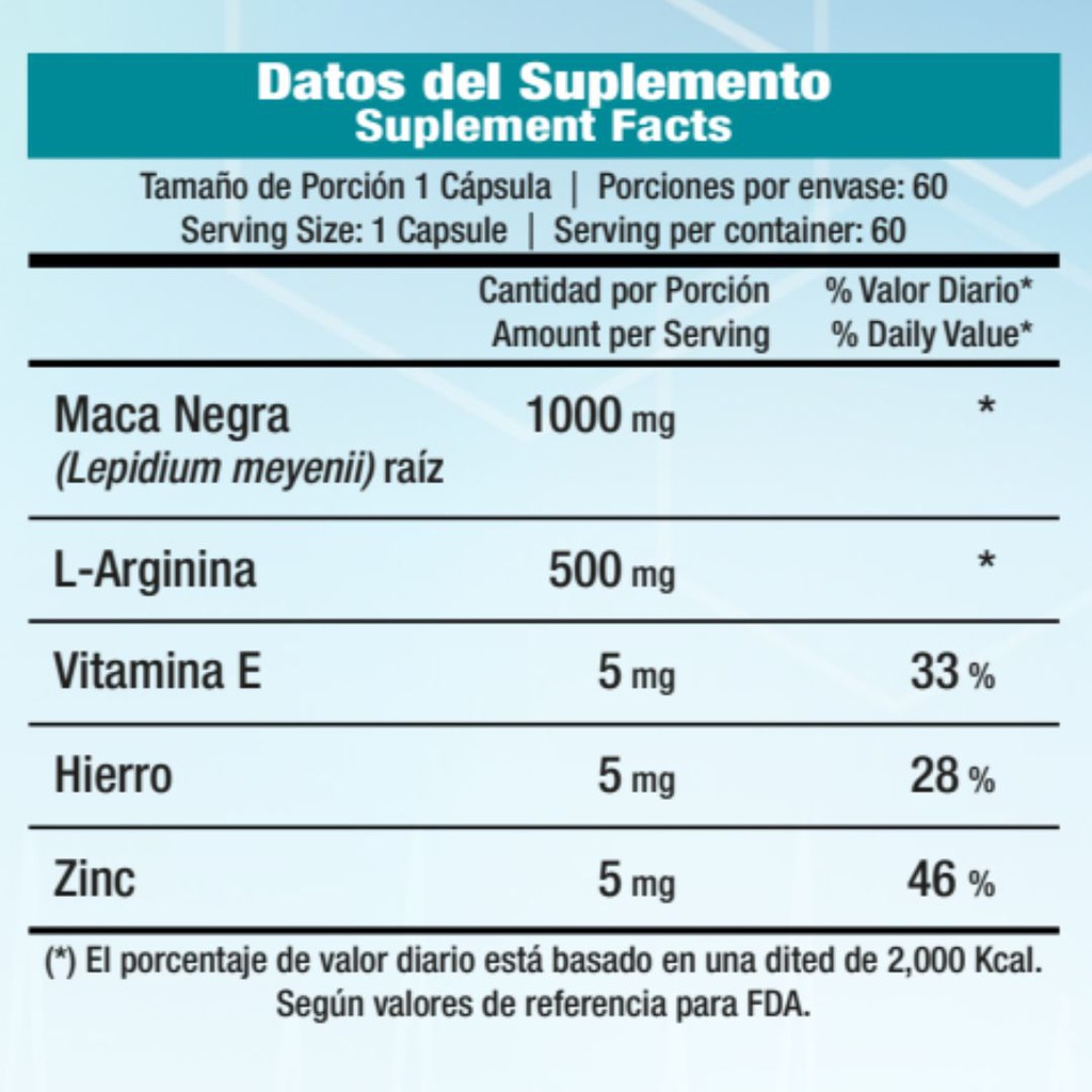 Vitaminas Dr.Vek Suplemento Alimenticio Extracto de Maca Negra 60 Cápsulas 37g CR-DRVEK-16