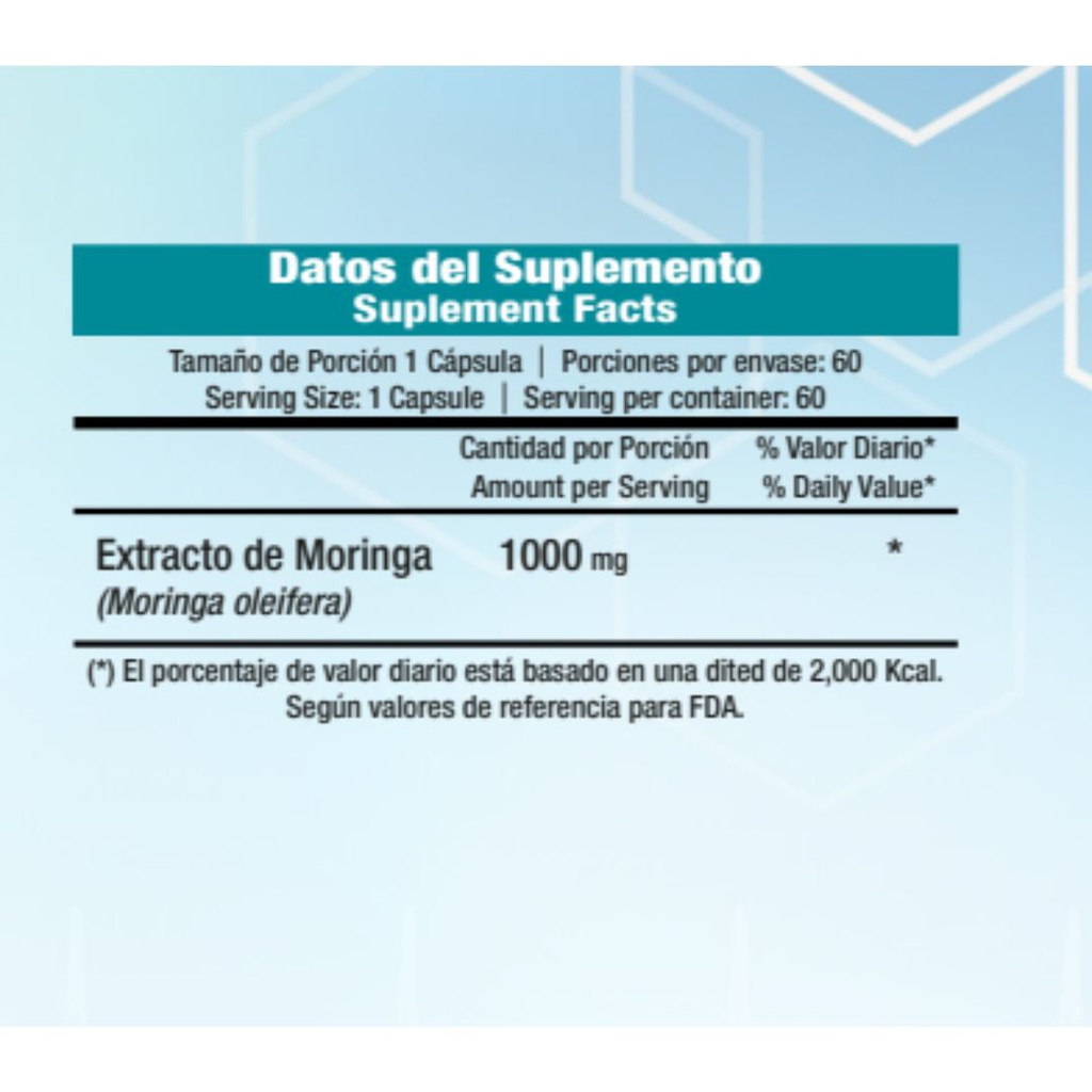 Vitaminas Dr.Vek Suplemento Alimenticio Extracto de Moringa 1000mg 60 Cápsulas 45g CR-DRVEK-07